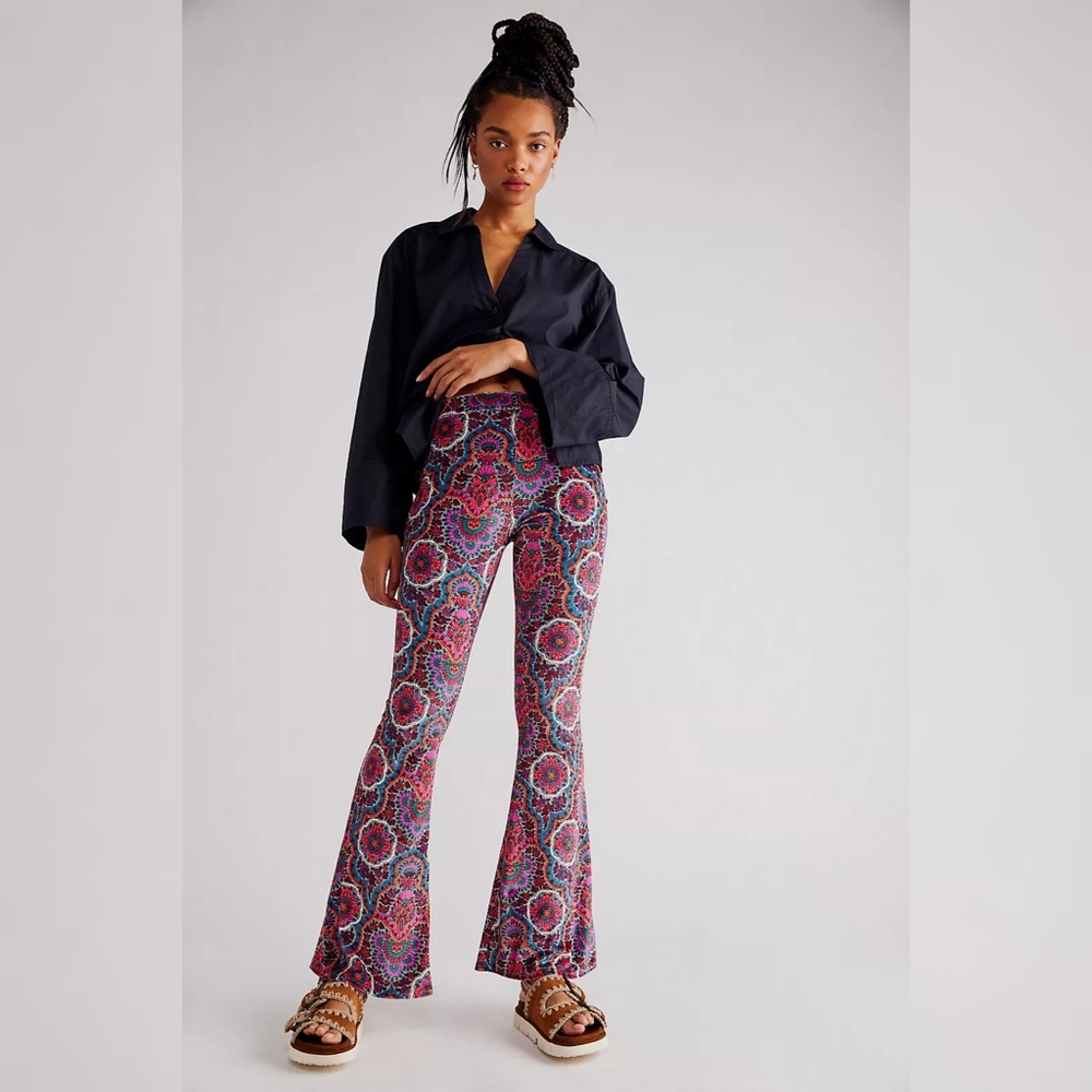 Free People Flare Street Adelia Flare Pants Pink Women's Size‎ Large